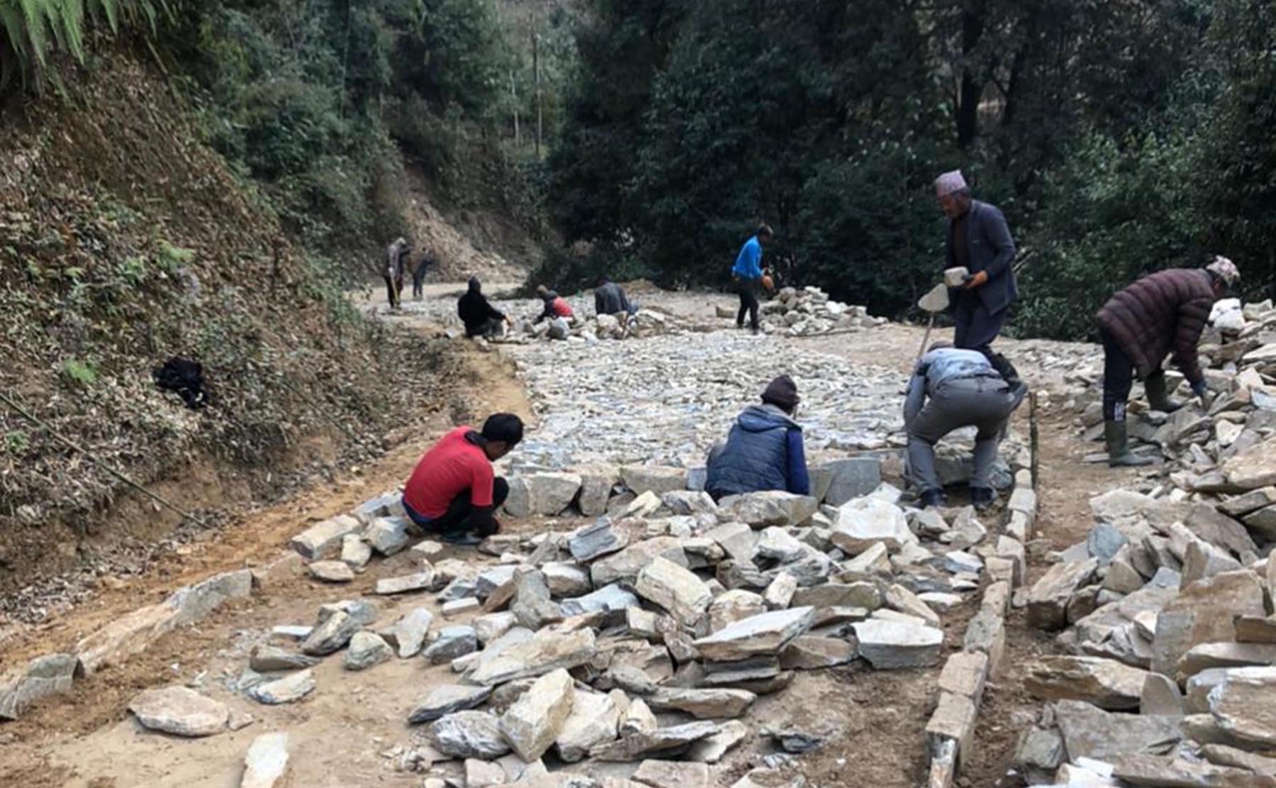 सडक स्तरोन्नति गर्दै कामदार